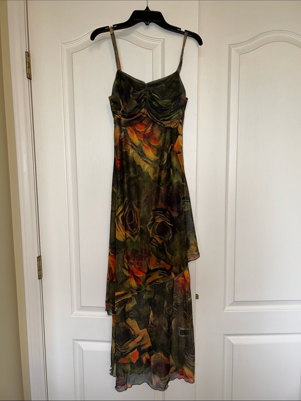 Olive Green Floral Slip Dress with Spaghetti Straps Nordstrom